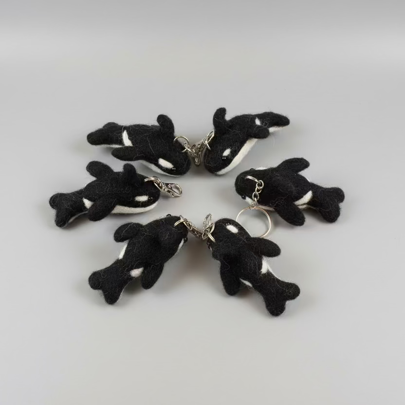 Handmade Wool Orca Keychain