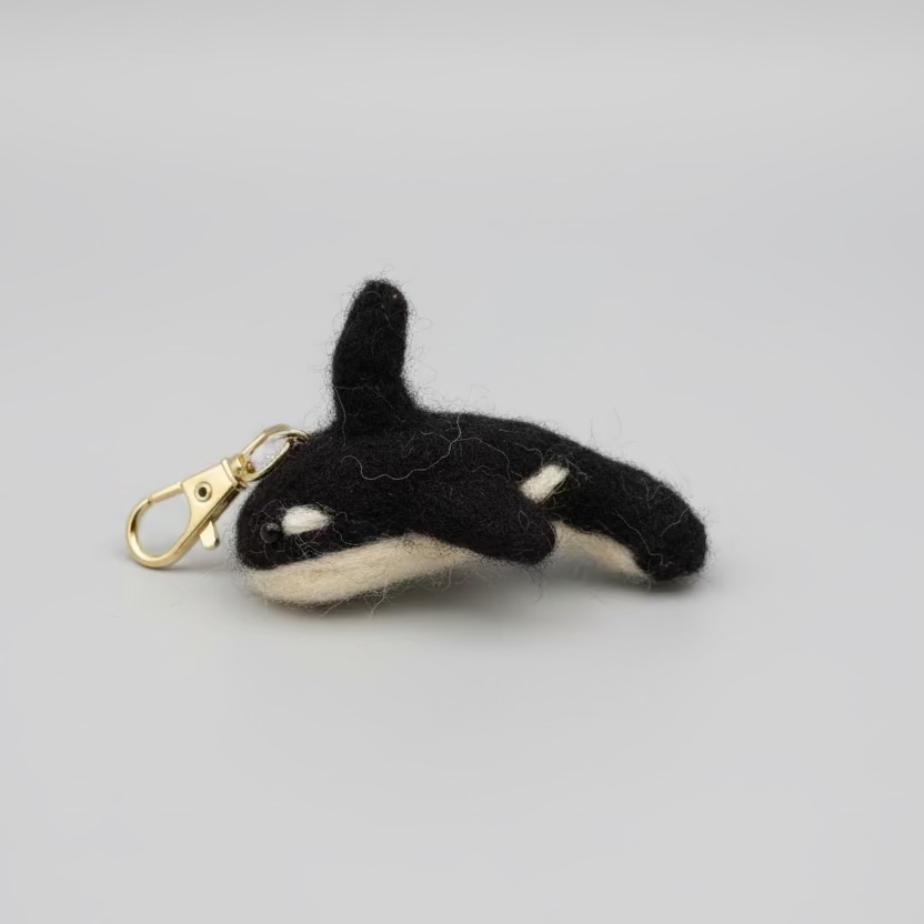 Handmade Wool Orca Keychain