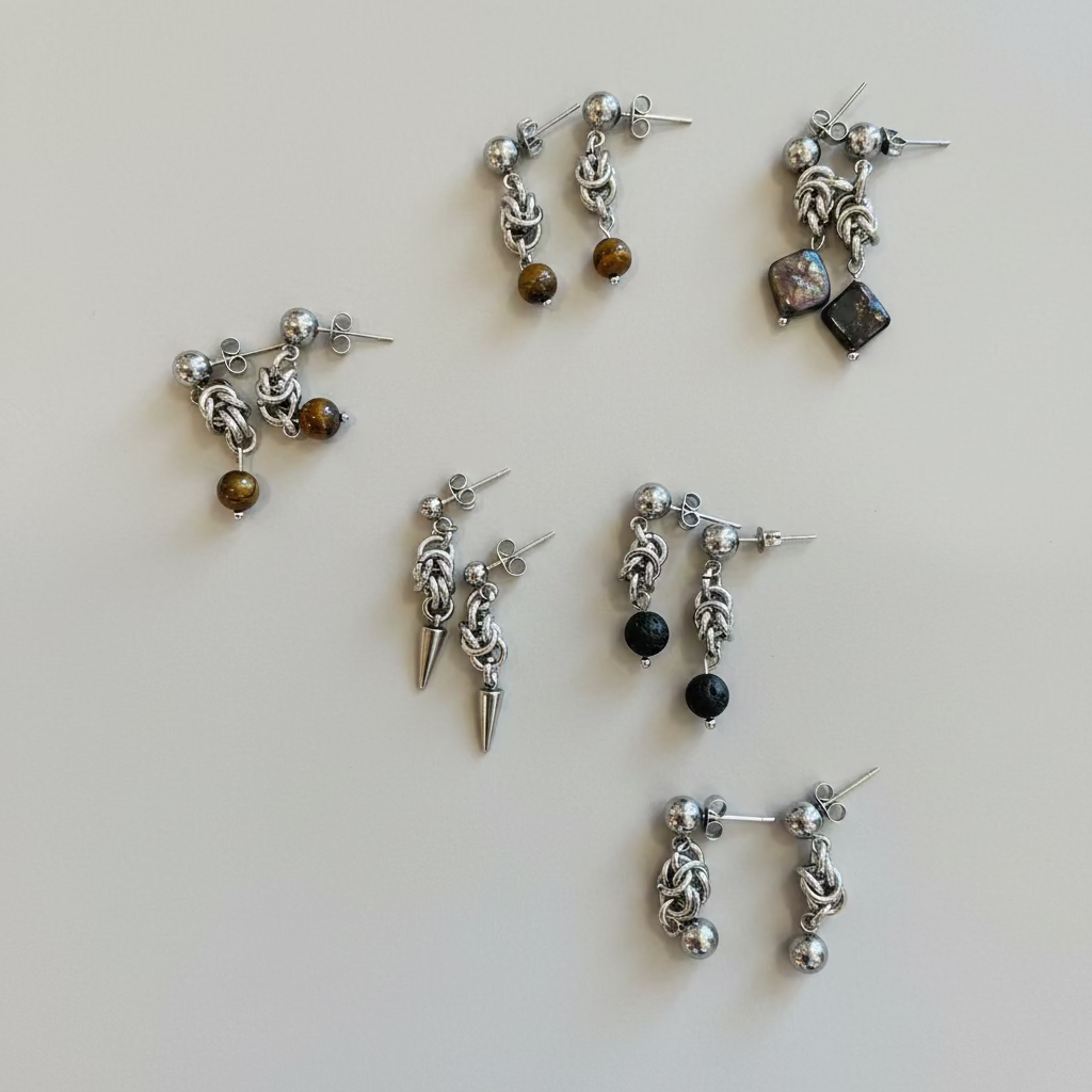 Small Pin Earrings - Arctic Chain