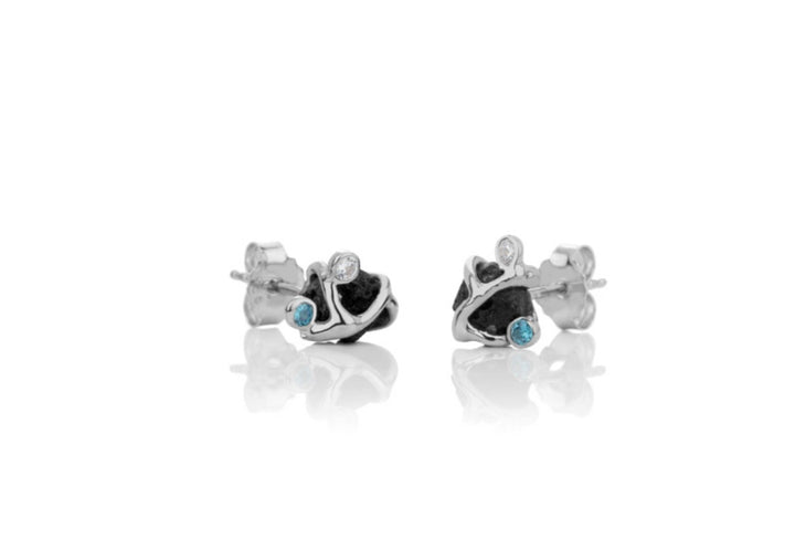 SIGN Earrings Silver with Lava Stone and Cubic Zirconia