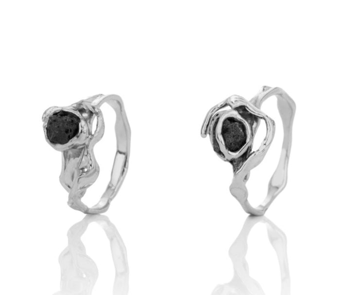 SIGN Ring Silver with Lava Stone