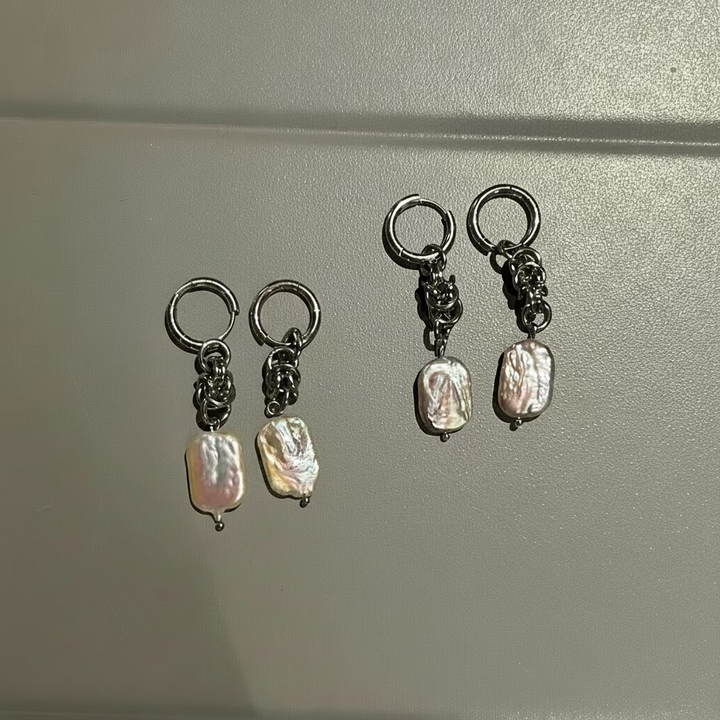 Rectangle Earrings - Arctic Chain