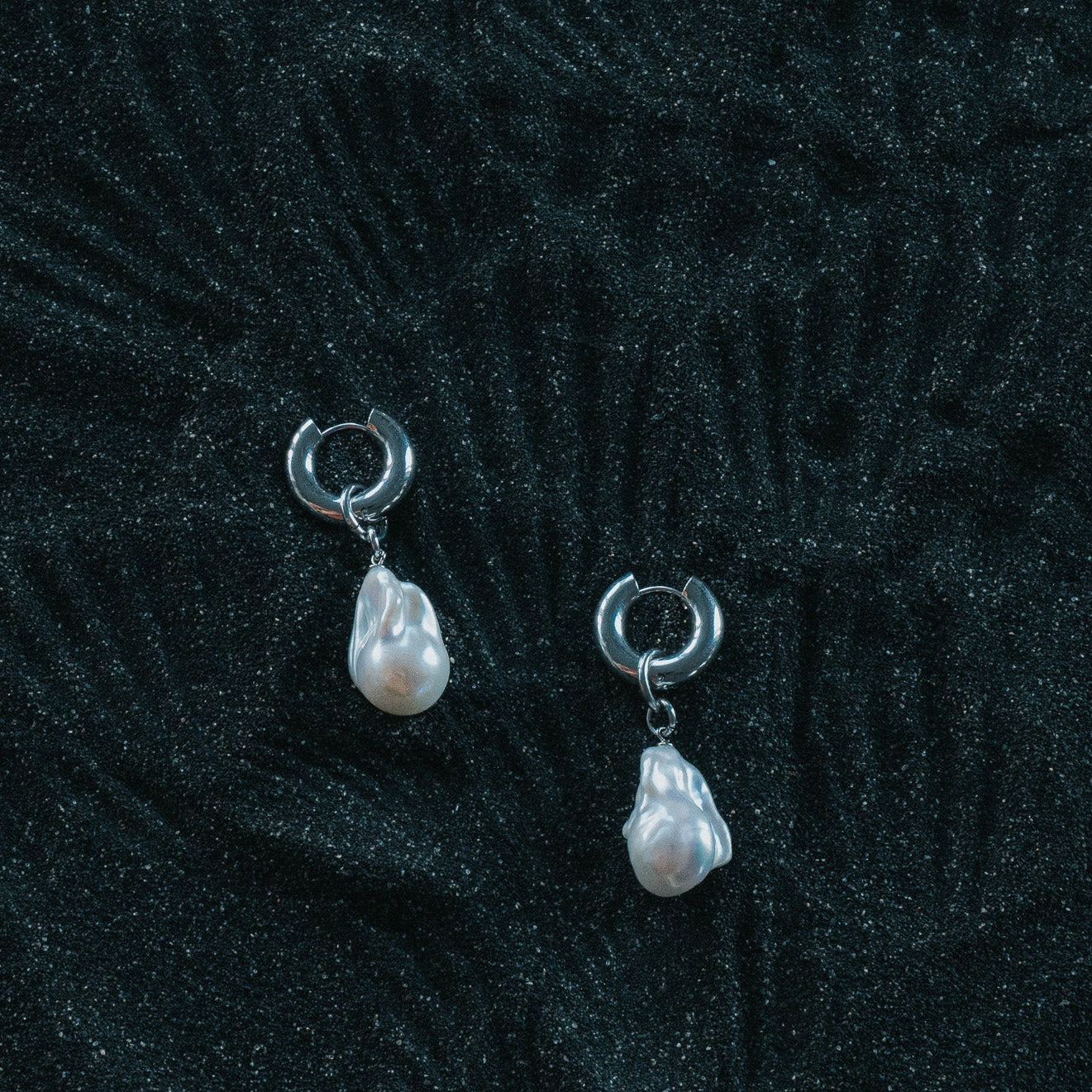 Chunky Hoop Baroque Earrings - Arctic Chain