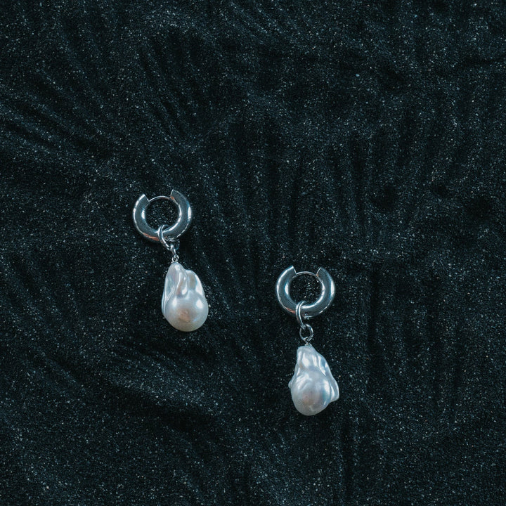 Chunky Hoop Baroque Earrings - Arctic Chain