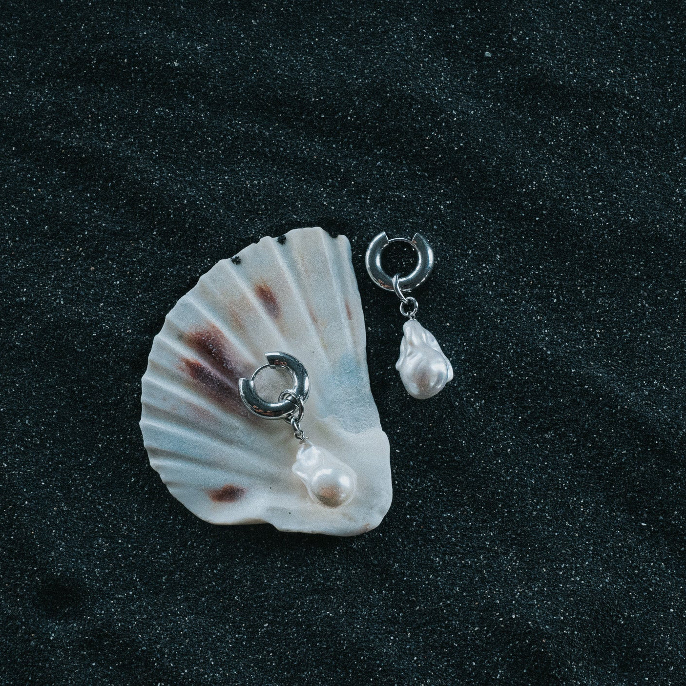 Chunky Hoop Baroque Earrings - Arctic Chain