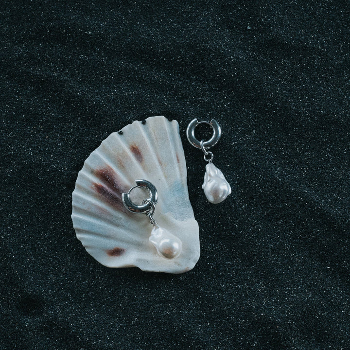 Chunky Hoop Baroque Earrings - Arctic Chain
