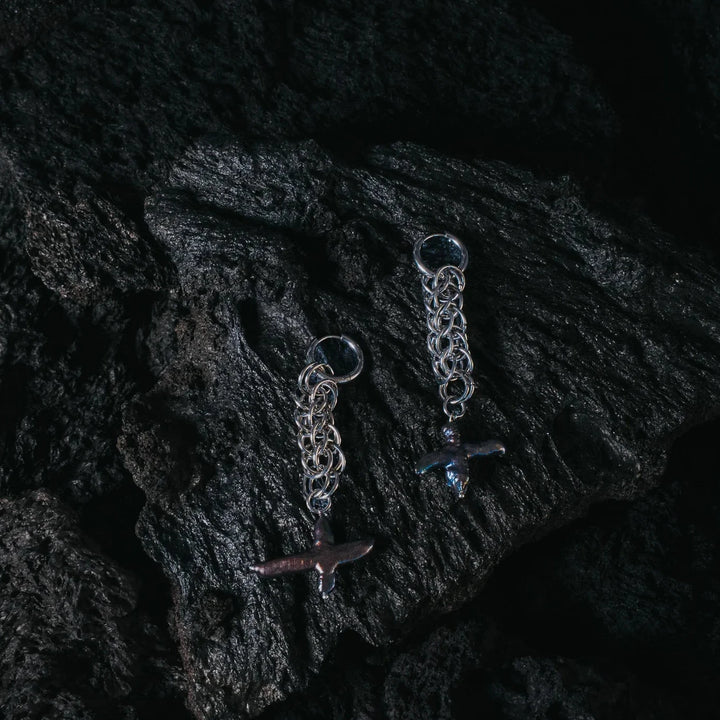 Polar Light Cross Serpent Earrings - Arctic Chain