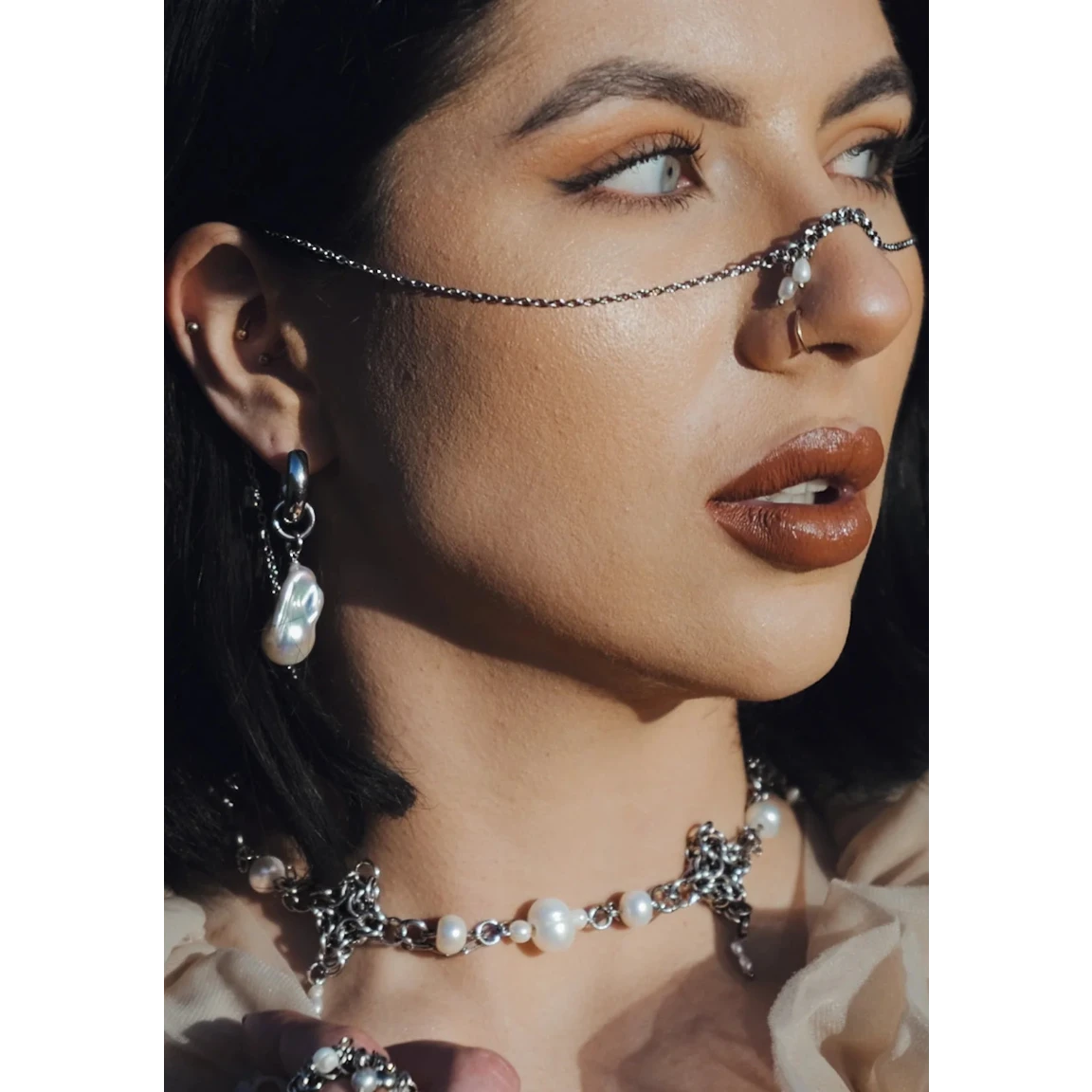 Chunky Hoop Baroque Earrings - Arctic Chain