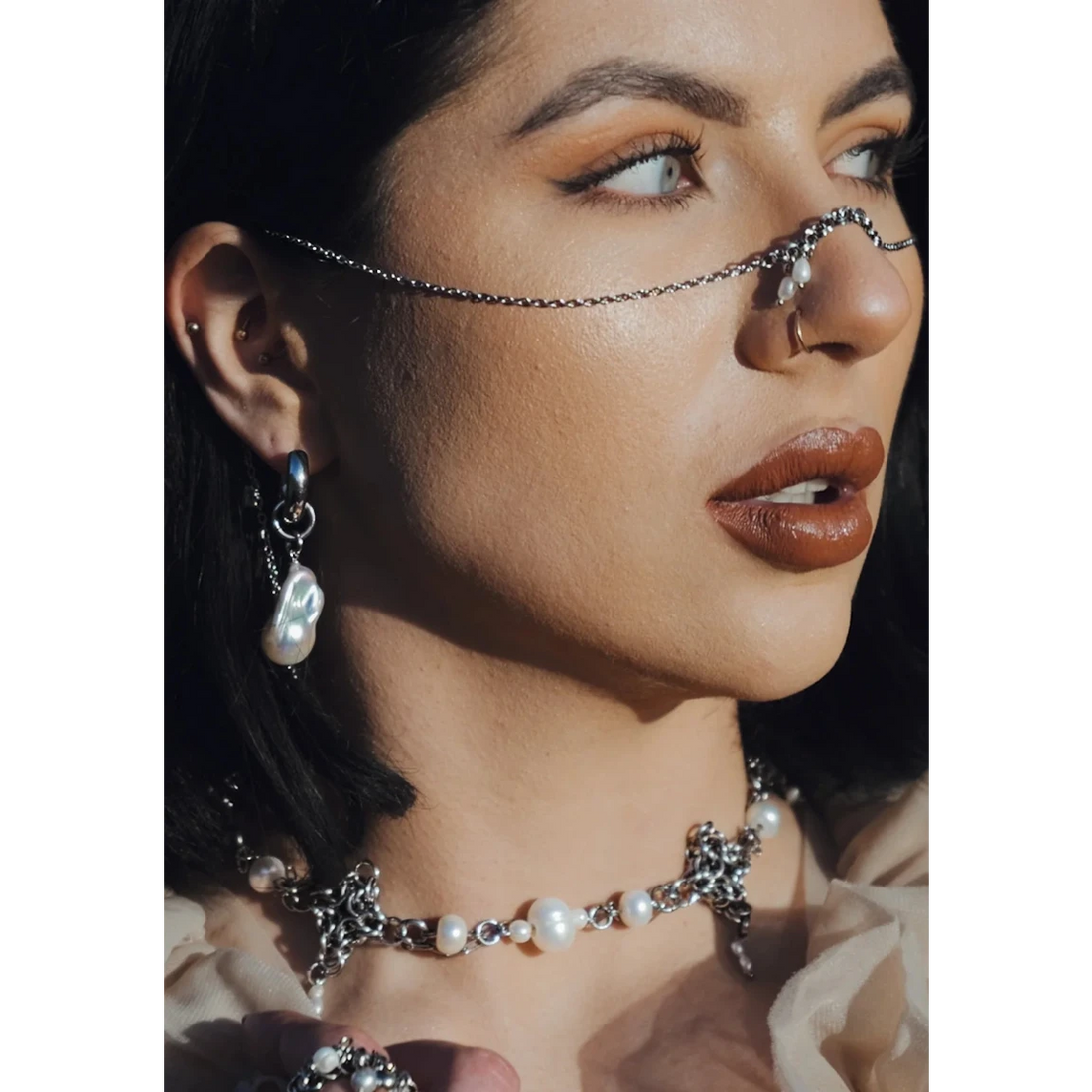 Chunky Hoop Baroque Earrings - Arctic Chain