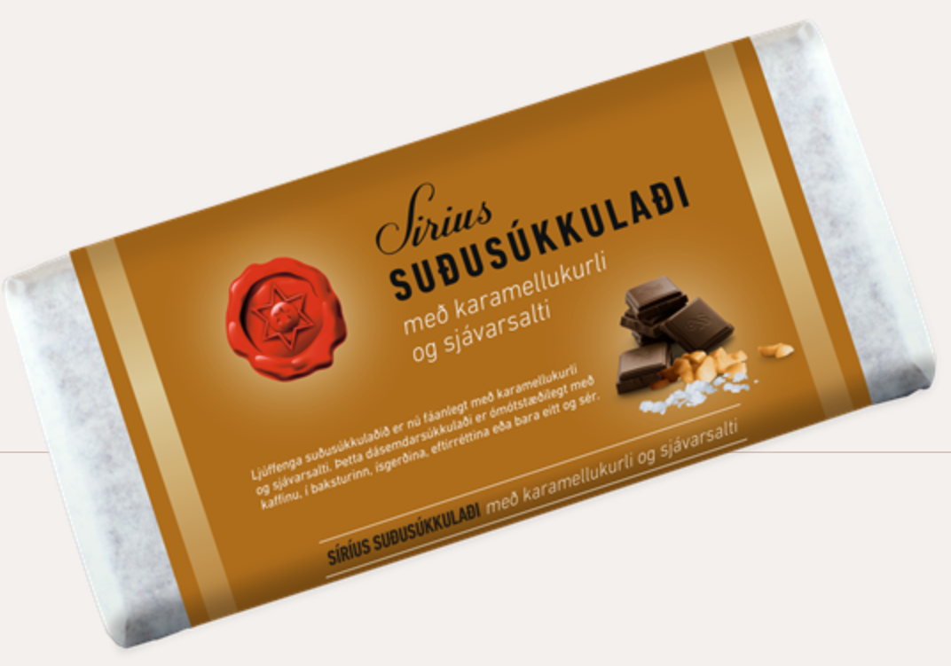 Icelandic Dark Chocolate 45% with Caramel Curls and Sea Salt  - 200g - Nói Síríus