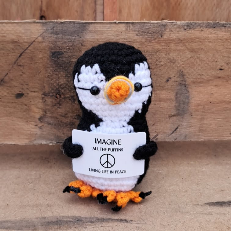 Positive Puffin With Sign - Remember Iceland